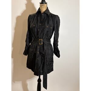 Vintage bebe button down tunic with belt black medium